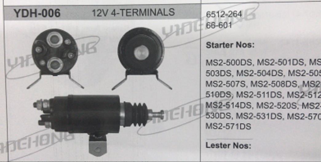 GENUINE QUALITY SOLENOID SWITCH FOR 12V 6512264 66601 YDH-006