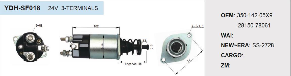 GENUINE QUALITY SOLENOID SWITCH FITS HINO FOR 24V 234662 281502120 2815078061