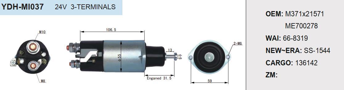 GENUINE QUALITY SOLENOID SWITCH FITS MITSUBISHI HITACHI FOR 24V ME700278 136142 3612083000 SS-1544