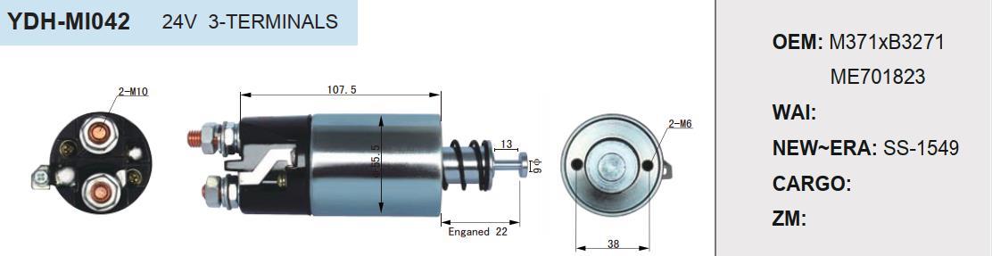 GENUINE QUALITY SOLENOID SWITCH FITS IVECO FOR 24V SS-1549 M371XB3271 330348